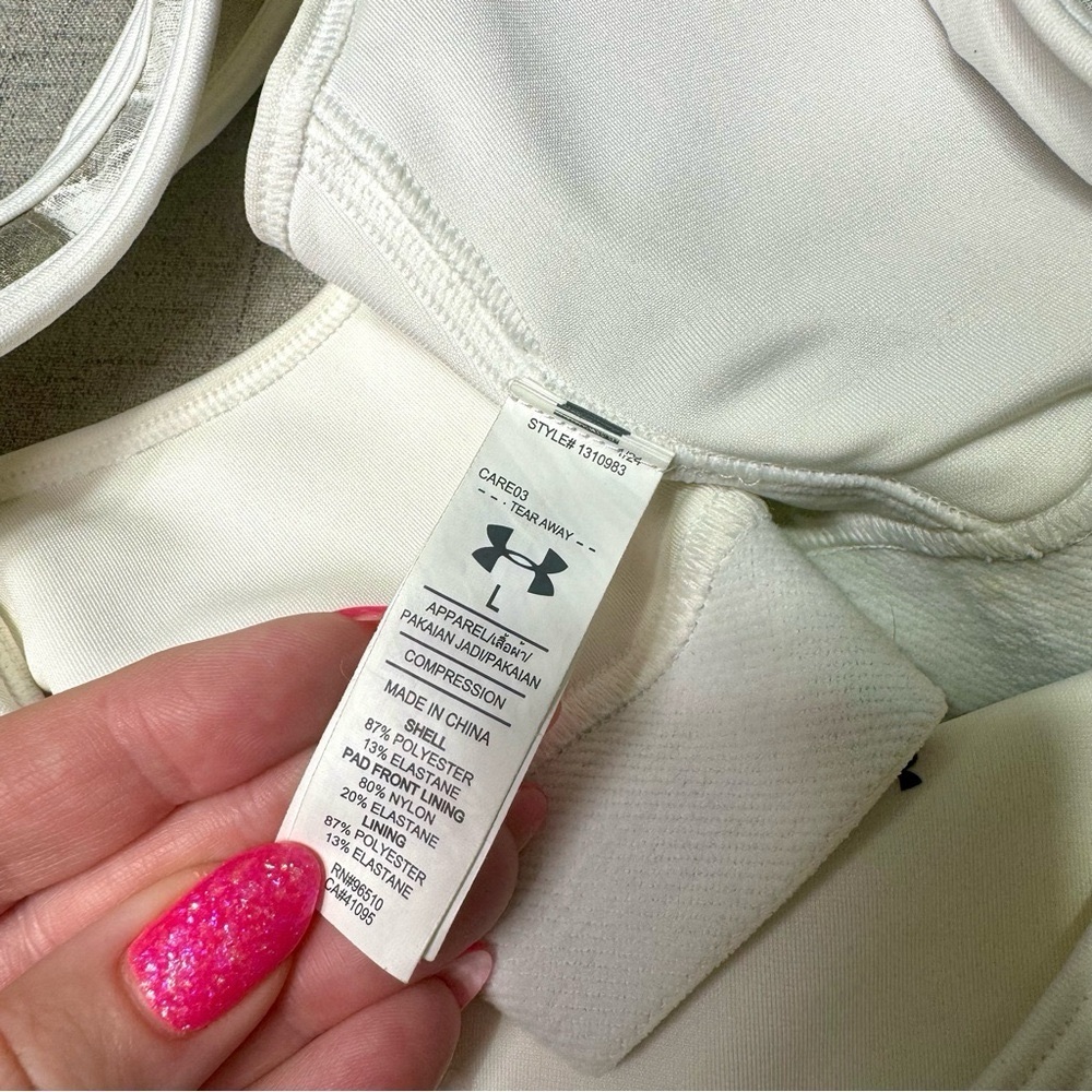 Under Armour Sports Bra Metallic Gold & White Size Large - Picture 8 of 8